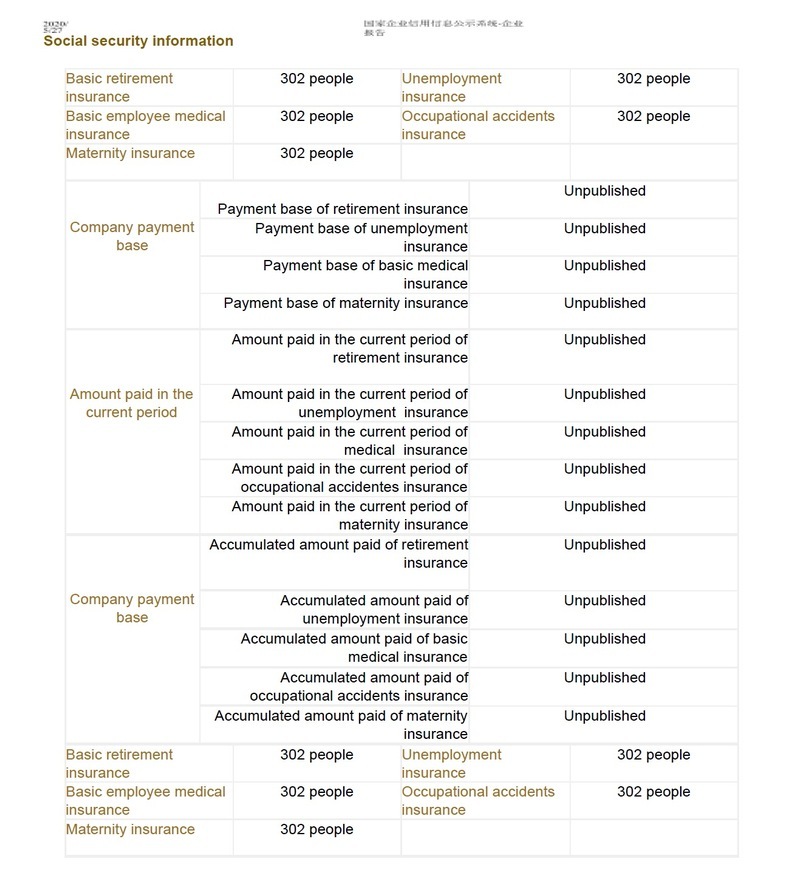 China company search annual report social security information sample