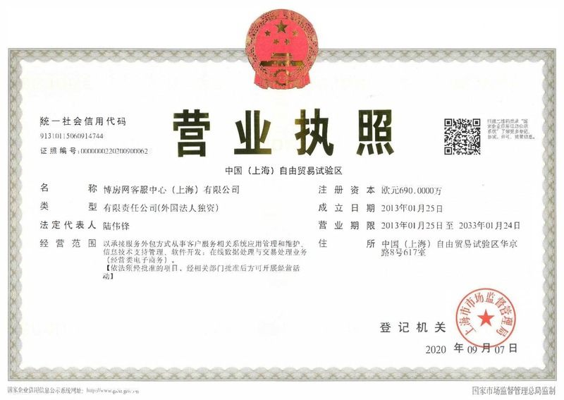 China company search business license sample